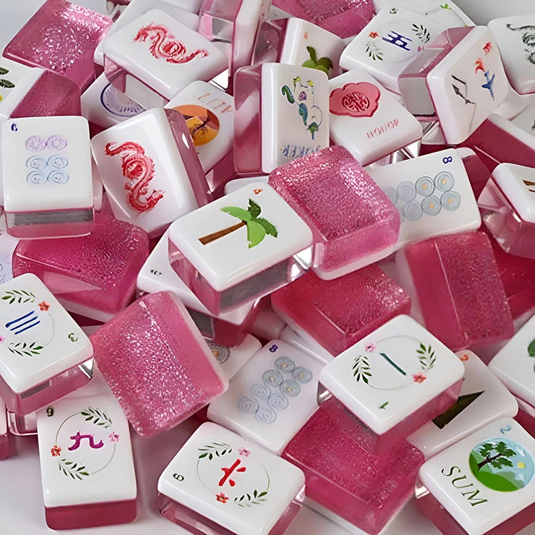 Pink Glitter Akryyli Mahjong Laatat